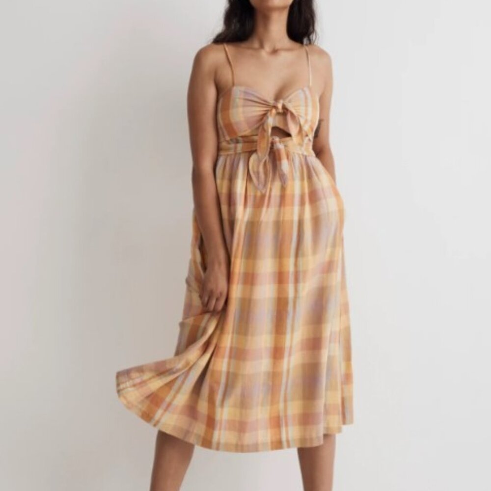Madewell Double-Tie Cutout Sweetheart Midi Dress